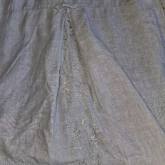 J JIll Unstructured Linen Jacket Womens M Sage Lagenlook Embroidered Vintage - Picture 11 of 16